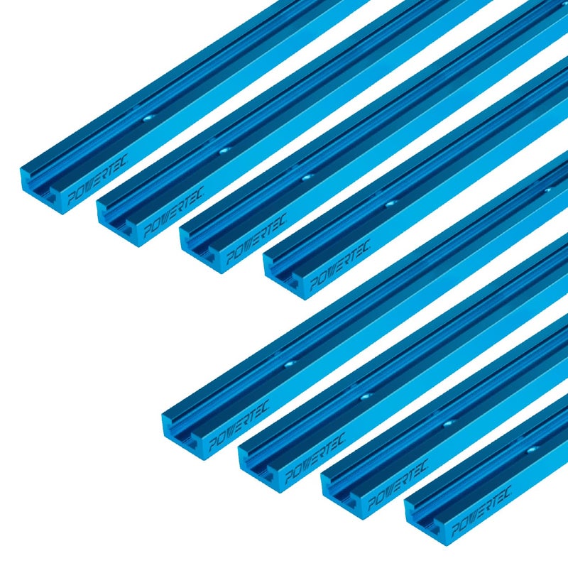 POWERTEC 71118-P4 24 Inch Double-Cut Profile Universal T-Track with Predrilled Mounting Holes, 8 Pack, Aluminum T Track for Woodworking Jigs and Fixtures, Drill Press Table, Router Table, Workbench - Image 1